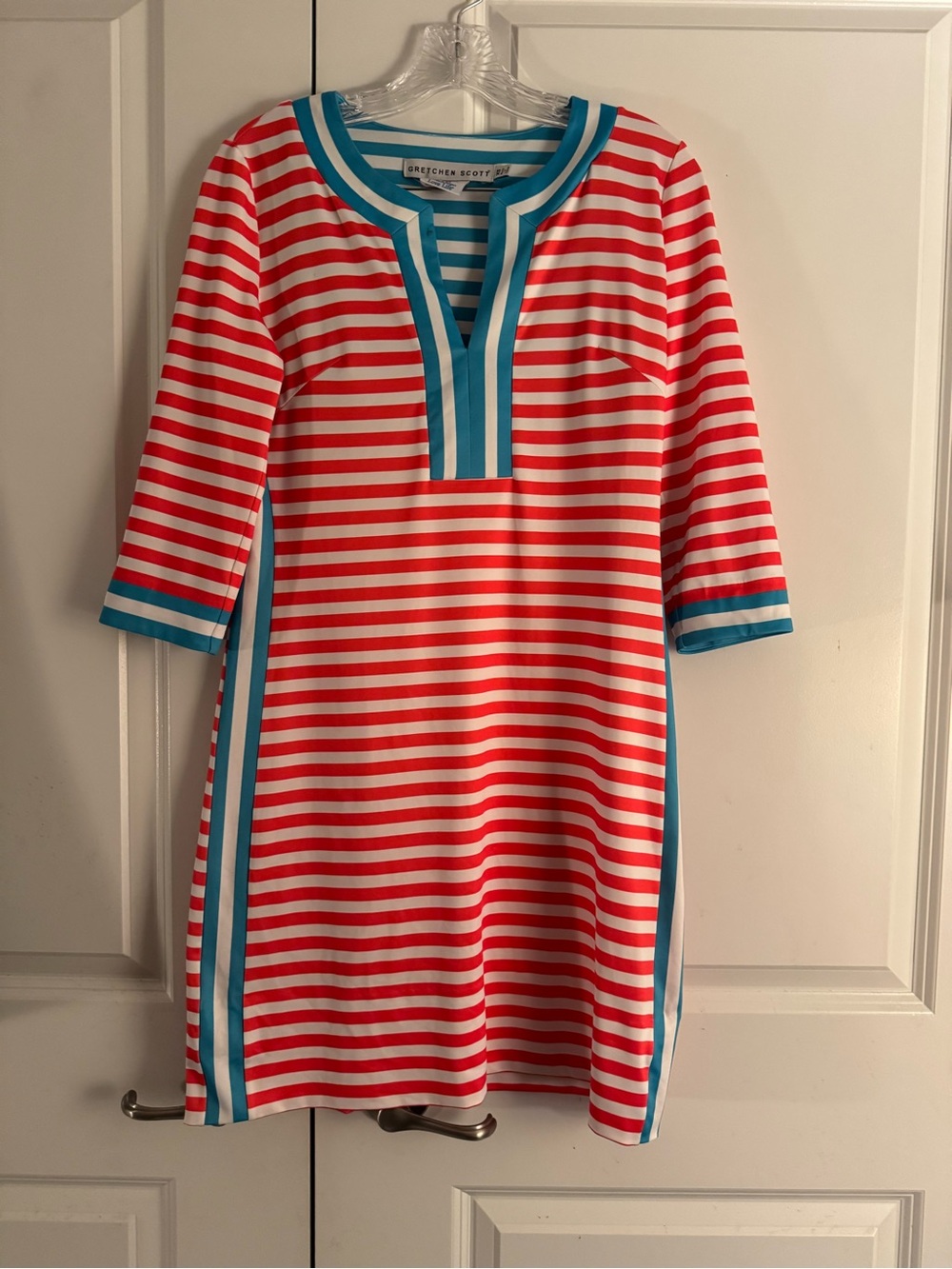 Gretchen Scott Designs orange and Turquoise Striped dress size xs